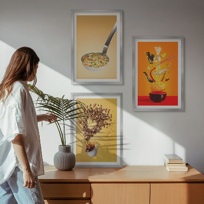 3 paveikslų rinkinys su rėmais Virtuvės maisto temos