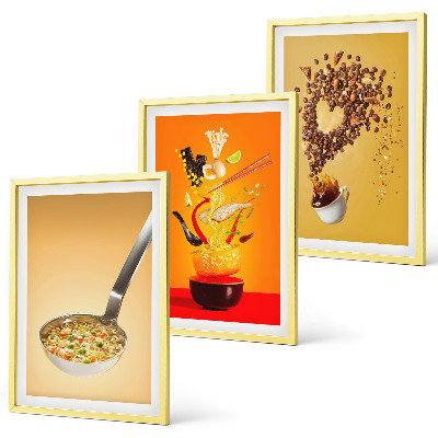 3 paveikslų rinkinys su rėmais Virtuvės maisto temos