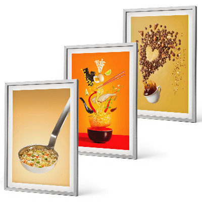 3 paveikslų rinkinys su rėmais Virtuvės maisto temos