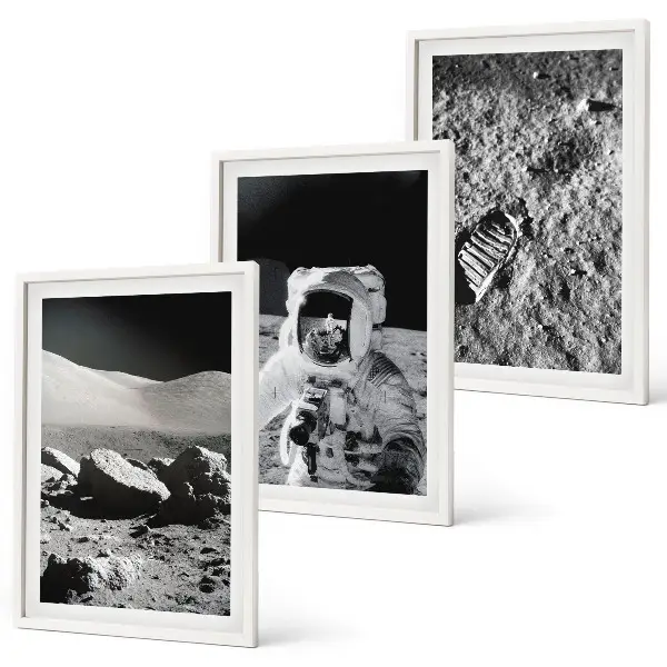 Paveikslų rinkinys su rėmais NASA nufotografuoto Mėnulio astronauto 3 dalių komplektas