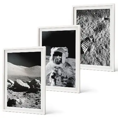 Paveikslų rinkinys su rėmais NASA nufotografuoto Mėnulio astronauto 3 dalių komplektas