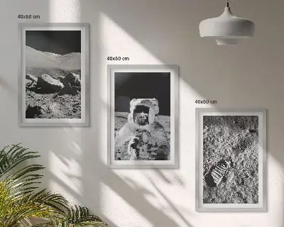 Paveikslų rinkinys su rėmais NASA nufotografuoto Mėnulio astronauto 3 dalių komplektas