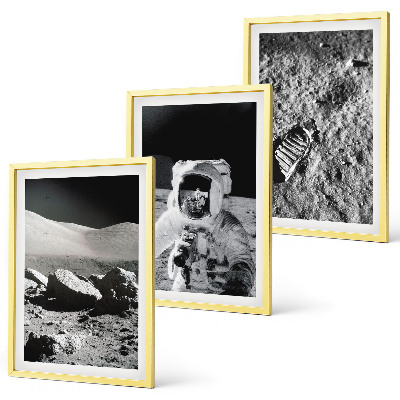 3 paveikslų rinkinys su rėmais NASA nufotografavo Mėnulio astronautą