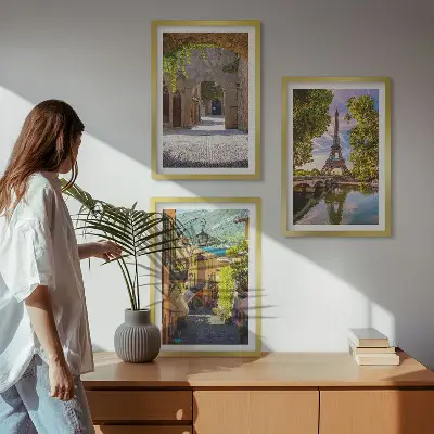 Eifelio gatvių architektūra 3 paveikslų rinkinys su rėmais
