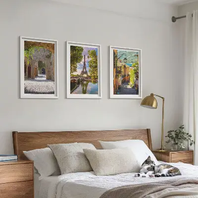 Eifelio gatvių architektūra 3 paveikslų rinkinys su rėmais