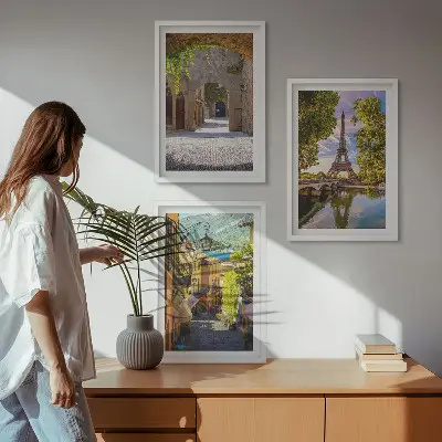 Eifelio gatvių architektūra 3 paveikslų rinkinys su rėmais