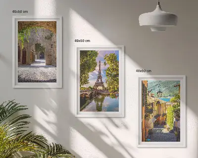 Eifelio gatvių architektūra 3 paveikslų rinkinys su rėmais