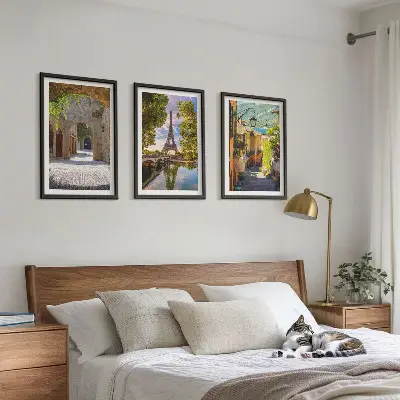 Eifelio gatvių architektūra 3 paveikslų rinkinys su rėmais