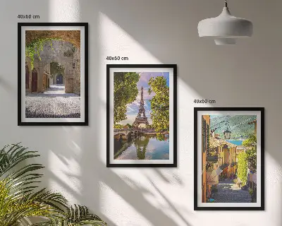 Eifelio gatvių architektūra 3 paveikslų rinkinys su rėmais