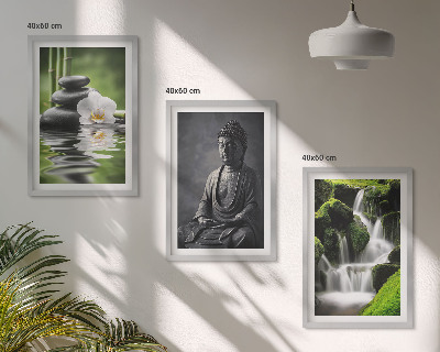 3 paveikslų rinkinys su rėmais Atpalaiduojantys ZEN vandens paveikslai