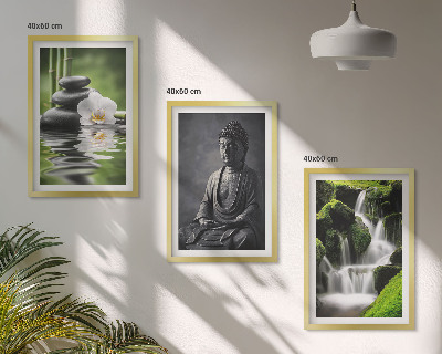 3 paveikslų rinkinys su rėmais Atpalaiduojantys ZEN vandens paveikslai