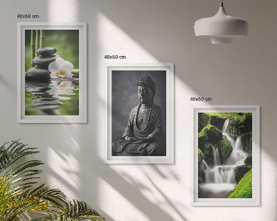 3 paveikslų rinkinys su rėmais Atpalaiduojantys ZEN vandens paveikslai