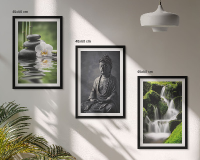 3 paveikslų rinkinys su rėmais Atpalaiduojantys ZEN vandens paveikslai