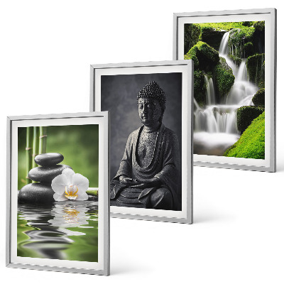3 paveikslų rinkinys su rėmais Atpalaiduojantys ZEN vandens paveikslai