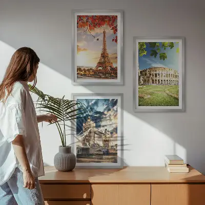 Įrėmintas triptikas su Europos paminklų motyvais