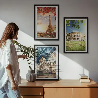 Įrėmintas triptikas su Europos paminklų motyvais