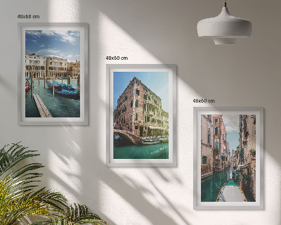 3 paveikslų rinkinys su rėmais Venecijos kanalų architektūra
