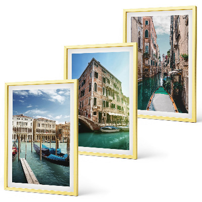 3 paveikslų rinkinys su rėmais Venecijos kanalų architektūra