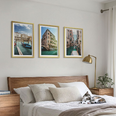 3 paveikslų rinkinys su rėmais Venecijos kanalų architektūra