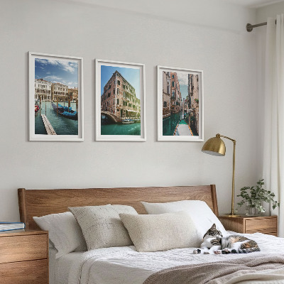 3 paveikslų rinkinys su rėmais Venecijos kanalų architektūra