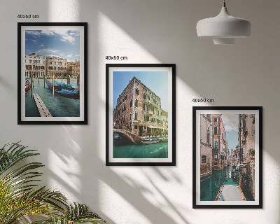 3 paveikslų rinkinys su rėmais Venecijos kanalų architektūra