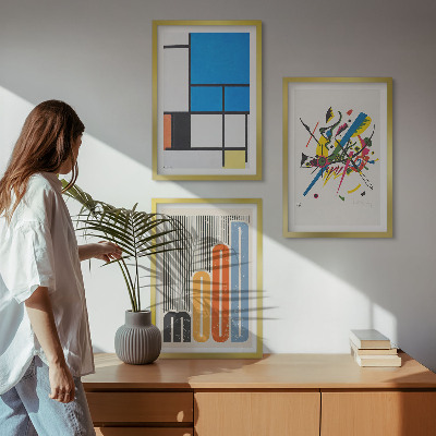 Įrėmintas triptikas Abstraktūs modernūs geometriniai raštai