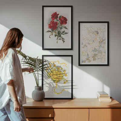 Įrėmintas triptikas Rožės raudonos baltos formos