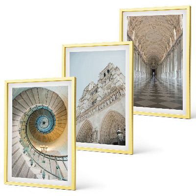 3 paveikslų rinkinys su rėmais Katedros fasado spiraliniai laiptai