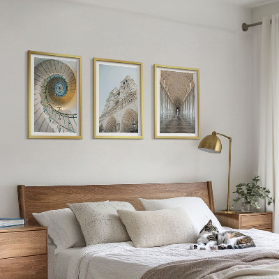 3 paveikslų rinkinys su rėmais Katedros fasado spiraliniai laiptai