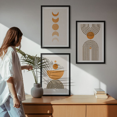 Įrėmintas triptikas Boho minimalistinės dekoracijos