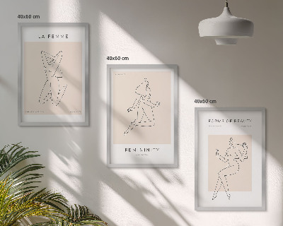 Įrėmintas triptikas Moterų siluetų minimalizmo plakatas