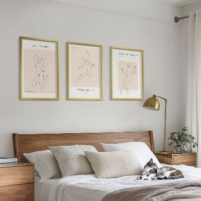 Įrėmintas triptikas Moterų siluetų minimalizmo plakatas