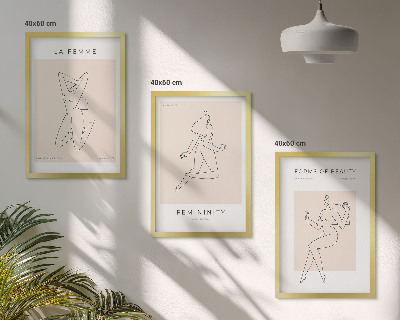 Įrėmintas triptikas Moterų siluetų minimalizmo plakatas