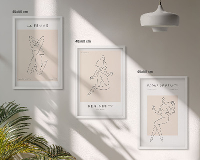 Įrėmintas triptikas Moterų siluetų minimalizmo plakatas