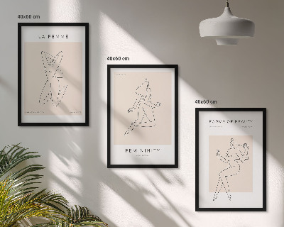 Įrėmintas triptikas Moterų siluetų minimalizmo plakatas