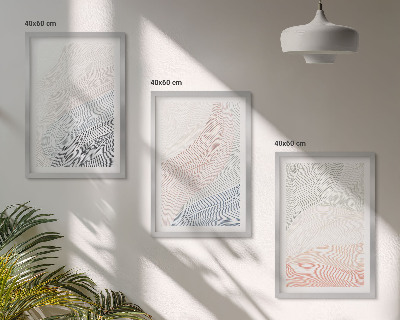 3 paveikslų rinkinys su rėmais Abstrakčios bangos kartono pastelėje