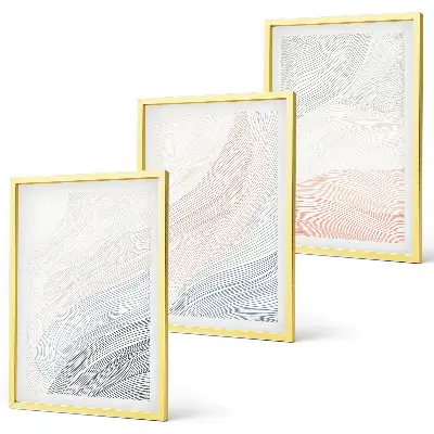 3 paveikslų rinkinys su rėmais abstrakčios bangos kartono pastelės spalvų
