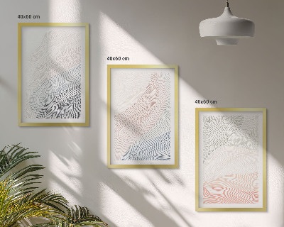 3 paveikslų rinkinys su rėmais Abstrakčios bangos kartono pastelėje