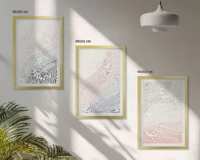 3 paveikslų rinkinys su rėmais abstrakčios bangos kartono pastelės spalvų