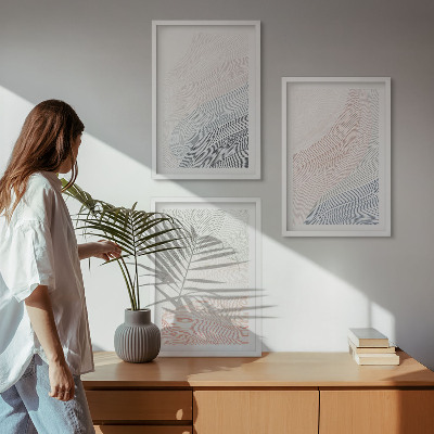 3 paveikslų rinkinys su rėmais Abstrakčios bangos kartono pastelėje