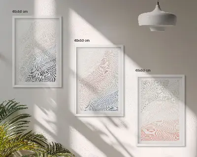 3 paveikslų rinkinys su rėmais abstrakčios bangos kartono pastelės spalvų