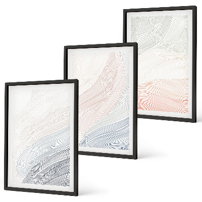 3 paveikslų rinkinys su rėmais Abstrakčios bangos kartono pastelėje