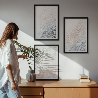 3 paveikslų rinkinys su rėmais Abstrakčios bangos kartono pastelėje