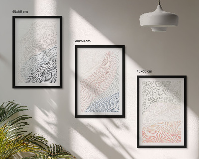 3 paveikslų rinkinys su rėmais Abstrakčios bangos kartono pastelėje