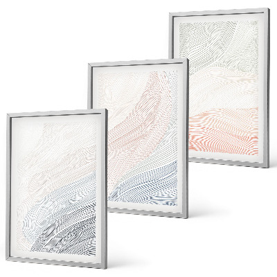 3 paveikslų rinkinys su rėmais Abstrakčios bangos kartono pastelėje