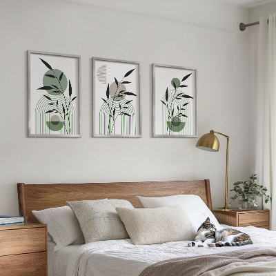 Įrėmintas triptikas Boho augalų kompozicijos