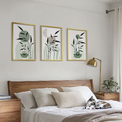 Įrėmintas triptikas Boho augalų kompozicijos