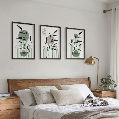 Įrėmintas triptikas Boho augalų kompozicijos