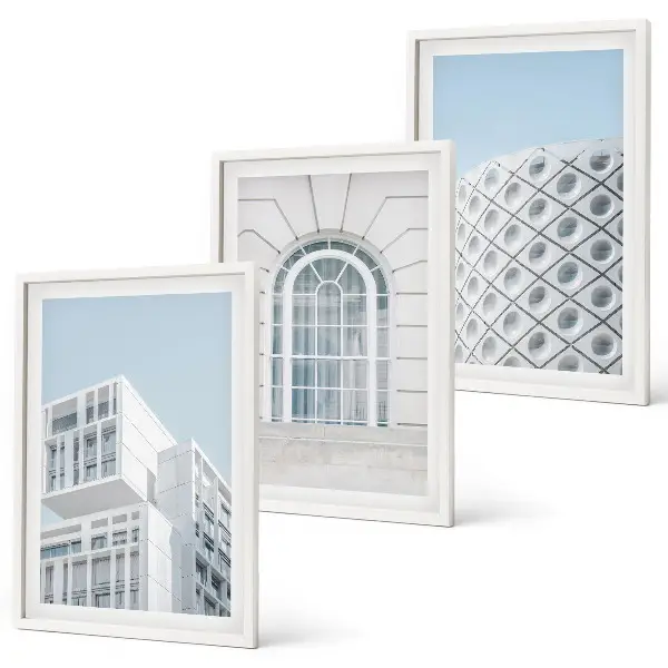 Šiuolaikinės architektūros geometrija 3 paveikslų rinkinys su rėmais