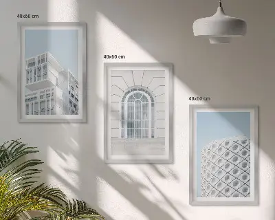Šiuolaikinės architektūros geometrija 3 paveikslų rinkinys su rėmais